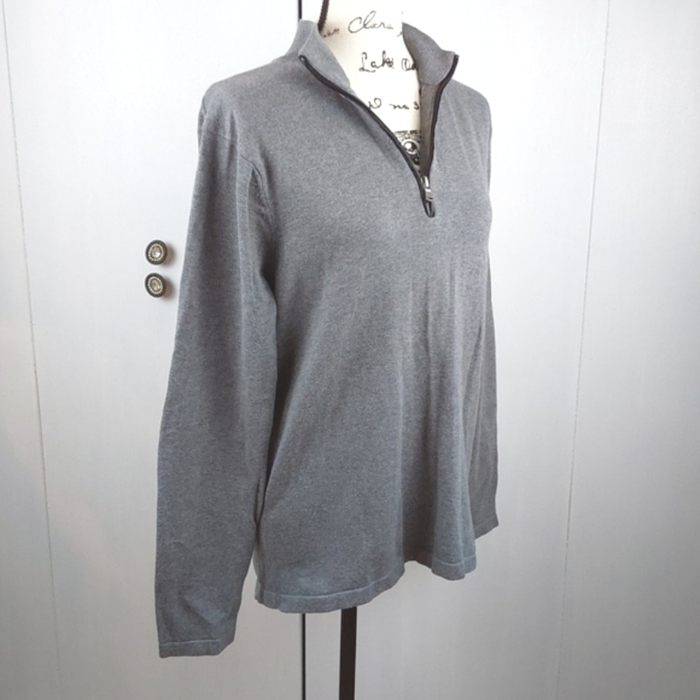 Michael Kors|Neutral Gray Soft Cozy Knit Preppy Quarter Zip Sweater Sz.M